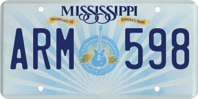 MS license plate ARM598