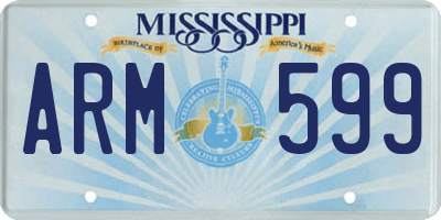 MS license plate ARM599