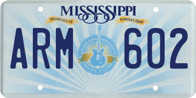 MS license plate ARM602
