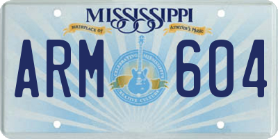MS license plate ARM604