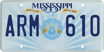 MS license plate ARM610