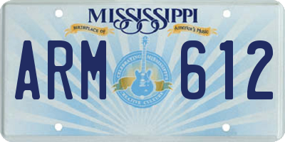 MS license plate ARM612
