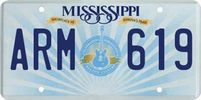 MS license plate ARM619