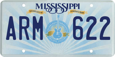 MS license plate ARM622