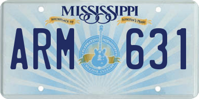 MS license plate ARM631