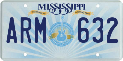 MS license plate ARM632