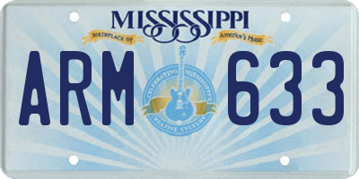 MS license plate ARM633