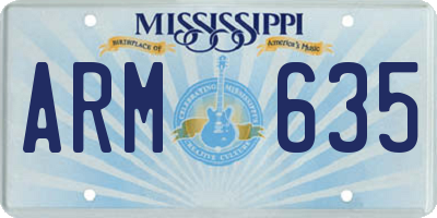 MS license plate ARM635