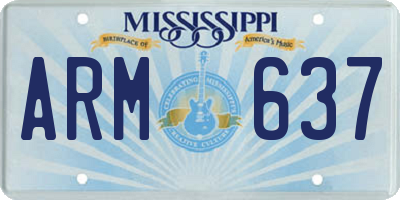 MS license plate ARM637