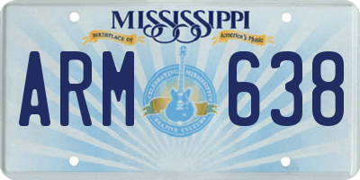 MS license plate ARM638