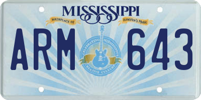 MS license plate ARM643