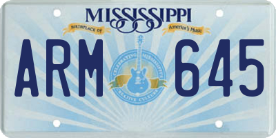 MS license plate ARM645
