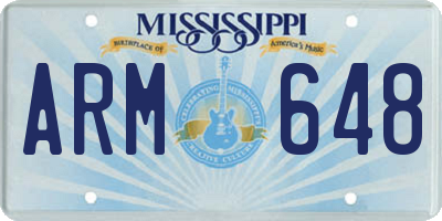 MS license plate ARM648