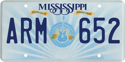 MS license plate ARM652