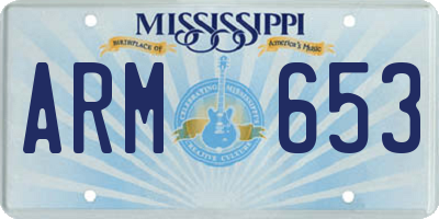 MS license plate ARM653