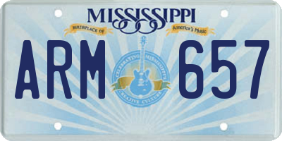 MS license plate ARM657