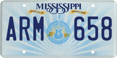 MS license plate ARM658