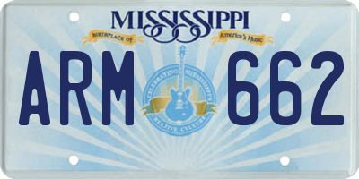MS license plate ARM662