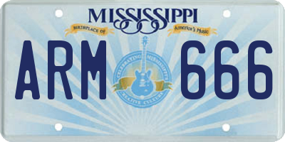MS license plate ARM666