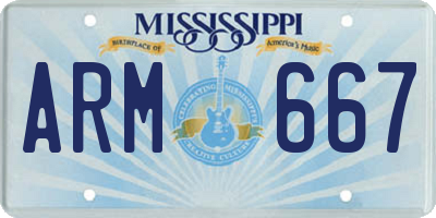 MS license plate ARM667