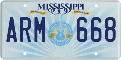 MS license plate ARM668