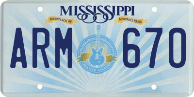 MS license plate ARM670