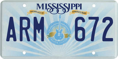 MS license plate ARM672