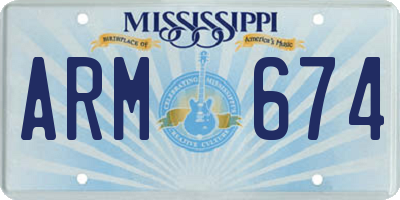 MS license plate ARM674