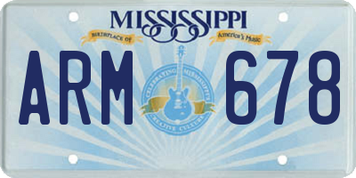 MS license plate ARM678