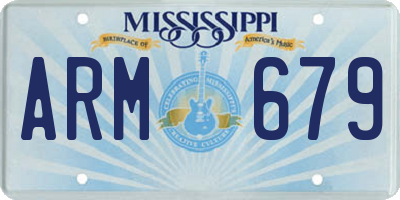 MS license plate ARM679