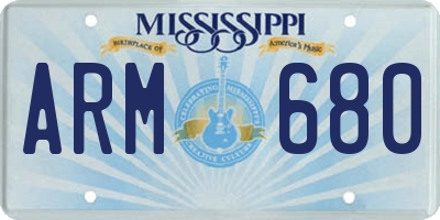MS license plate ARM680