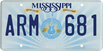 MS license plate ARM681