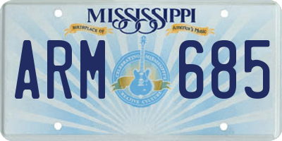 MS license plate ARM685