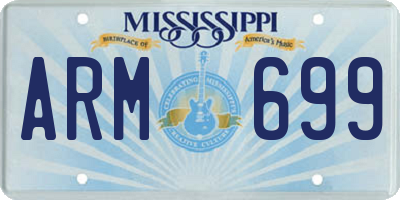MS license plate ARM699