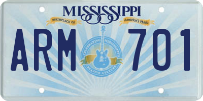 MS license plate ARM701