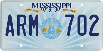 MS license plate ARM702