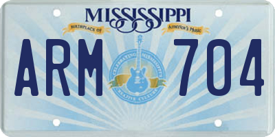 MS license plate ARM704