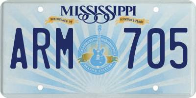 MS license plate ARM705