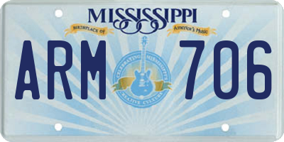 MS license plate ARM706