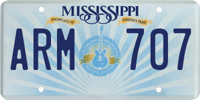 MS license plate ARM707