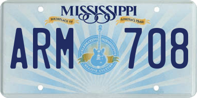 MS license plate ARM708