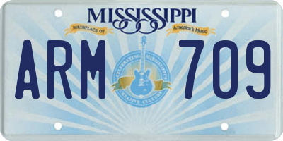MS license plate ARM709
