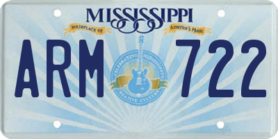 MS license plate ARM722