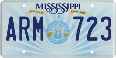 MS license plate ARM723