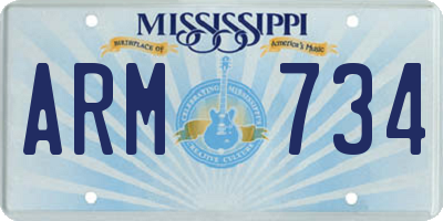 MS license plate ARM734