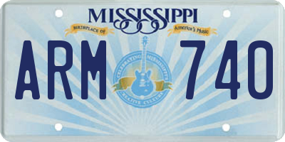 MS license plate ARM740