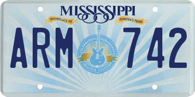 MS license plate ARM742