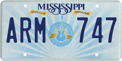MS license plate ARM747