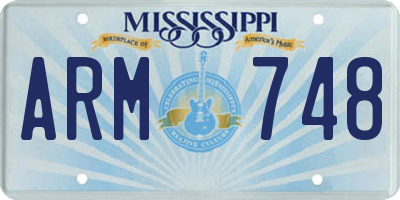 MS license plate ARM748
