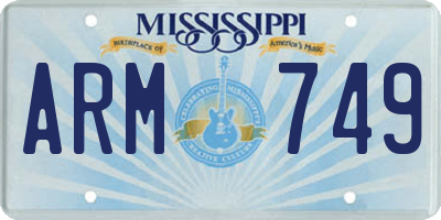 MS license plate ARM749